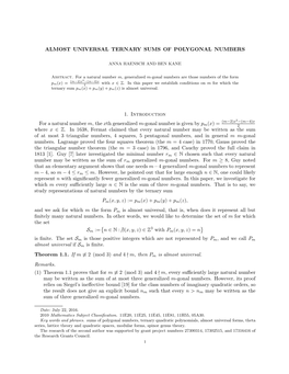 Almost Universal Ternary Sums of Polygonal Numbers