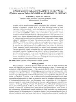 DAMAGE ASSESSMENT and MANAGEMENT of ARMYWORM [Mythimna Separata, Walker] in WINTER MAIZE at RAMPUR, CHITWAN