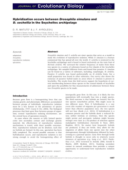 Hybridization Occurs Between Drosophila Simulans and D