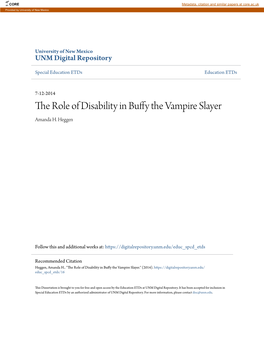 The Role of Disability in Buffy the Vampire Slayer Amanda H