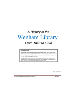 Wenham Library from 1840 to 1998