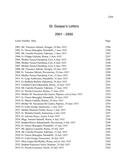 St. Gaspar's Letters 2901