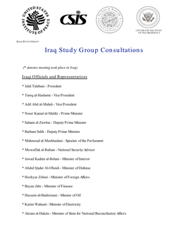 Iraq Study Group Consultations