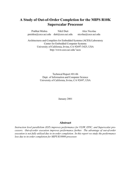 A Study of Out-Of-Order Completion for the MIPS R10K Superscalar Processor