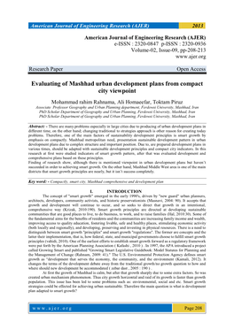 Studying of Effective Urban Development Plans in Mashhad