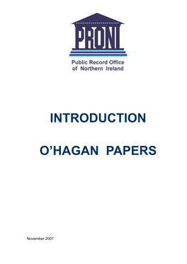 Introduction to the O'hagan Papers
