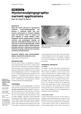 Hysterosalpingography: Current Applications Eng C W, Tang P H, Ong C L