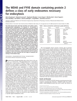 The WD40 and FYVE Domain Containing Protein 2 Defines a Class of Early Endosomes Necessary for Endocytosis