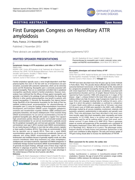 First European Congress on Hereditary ATTR Amyloidosis Paris, France