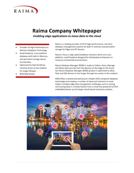 Raima Company Whitepaper Enabling Edge Applications to Move Data to the Cloud