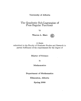 The Quadratic Sub-Lagrangian of Prox-Regular Funct Ions