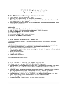 (320 Mg I/Ml), Solution for Injection Meglumine Ioxaglate and Sodium Ioxaglate