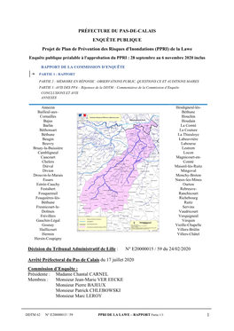 PPRI DE LA LAWE – RAPPORT Partie 1/3 1