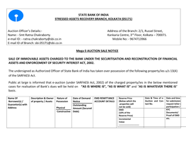 State Bank of India Stressed Assets Recovery Branch, Kolkata (05171)