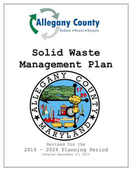 Adopted Allegany County Solid Waste Management Plan 2014-2024