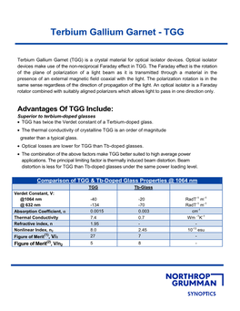 Terbium Gallium Garnet - TGG