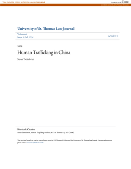 Human Trafficking in China Susan Tiefenbrun