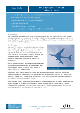 BAE Systems/Waer Systems Limited Case Study