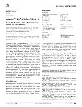 Agardite-(Y), Cu 6Y(Aso4)3(OH)6Á3H2O a = 13.5059 (5) a T = 293 K C = 5.8903 (2) A˚ 0.10 Â 0.02 Â 0.02 Mm