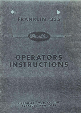 Franklin 335 Operators Instructions