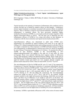 5Alpha-Tetrahydrocorticosterone: a Novel Topical Anti-Inflammatory Agent with Improved Therapeutic Index