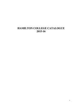 Hamilton College Catalogue 2015-16