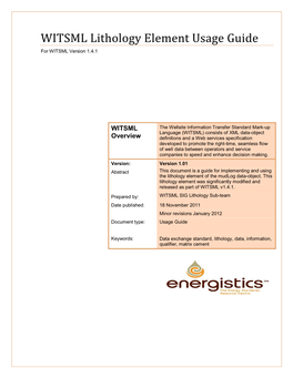 WITSML Lithology Object Usage Guide