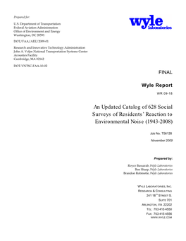 An Updated Catalog of 628 Social Surveys of Residents’ Reaction to Environmental Noise (1943-2008)