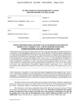 Plan of Reorganization of Imerys Talc America, Inc