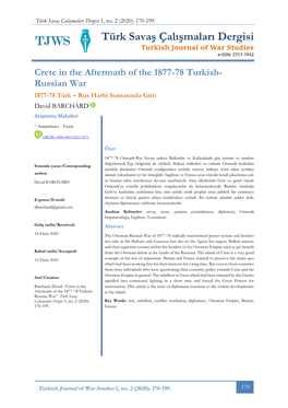 Türk Savaş Çalışmaları Dergisi 1, No
