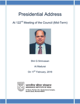 Presidential Address for 110Th Mid