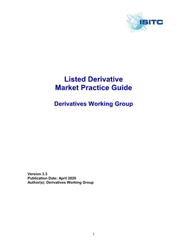 Listed Derivative Market Practice Guide