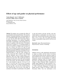 Effects of Age and Gender on Physical Performance