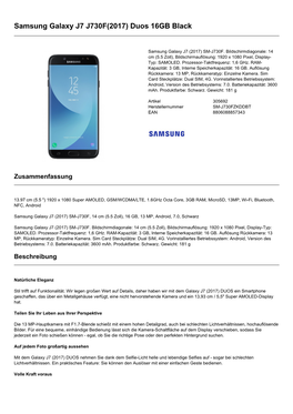 Samsung Galaxy J7 J730F(2017) Duos 16GB Black
