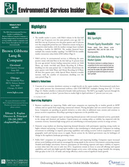 Environmental Services Insider Mergers & Acquisitions Overall M&A Activity