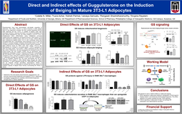 Direct and Indirect Effects of Guggulsterone on the Induction of Beiging in Mature 3T3-L1 Adipocytes