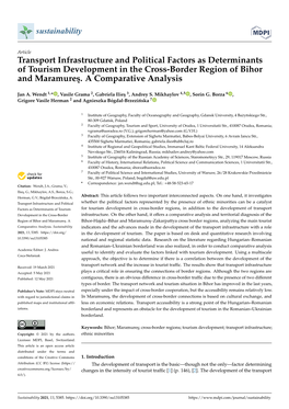 Transport Infrastructure and Political Factors As Determinants of Tourism Development in the Cross-Border Region of Bihor and Maramure¸S.A Comparative Analysis