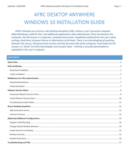 AFRC Desktop Anywhere Windows 10 Installation Guide Page | 1