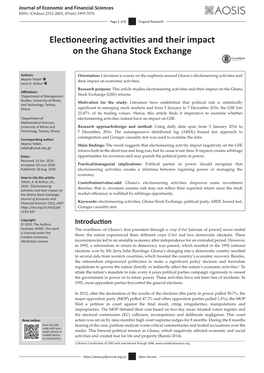 Electioneering Activities and Their Impact on the Ghana Stock Exchange