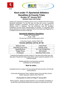 Kent Under 11 Sportshall Athletics Decathlon & County Trials