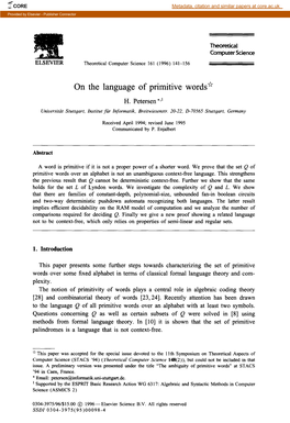 On the Language of Primitive Words*