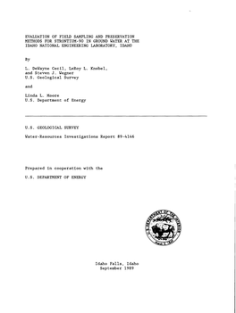 Evaluation of Field Sampling and Preservation Methods for Strontium-90 in Ground Water at the Idaho National Engineering Laboratory, Idaho