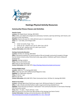 Hastings Physical Activity Resources