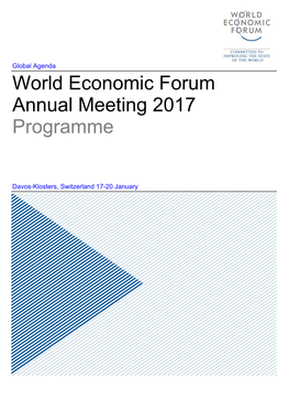 World Economic Forum Annual Meeting 2017 Programme