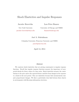 Shock Elasticities and Impulse Responses