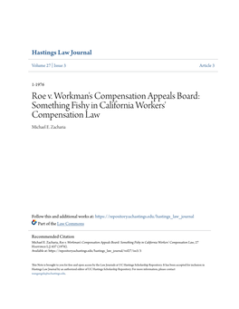 Something Fishy in California Workers' Compensation Law Michael E