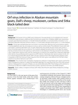 Orf Virus Infection in Alaskan Mountain Goats, Dall's Sheep, Muskoxen