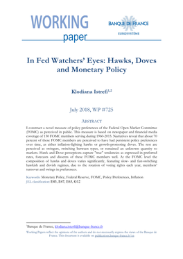 In Fed Watchers' Eyes: Hawks, Doves and Monetary Policy