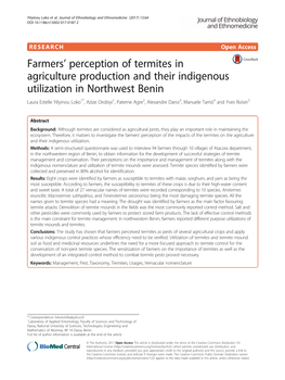 Farmers' Perception of Termites in Agriculture Production and Their