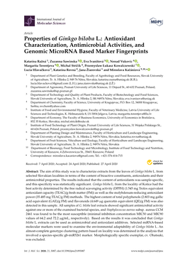 Properties of Ginkgo Biloba L.: Antioxidant Characterization, Antimicrobial Activities, and Genomic Microrna Based Marker Fingerprints